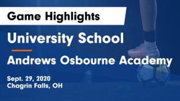 University School vs Andrews Osbourne Academy Game Highlights - Sept. 29, 2020