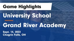 University School vs Grand River Academy Game Highlights - Sept. 14, 2022
