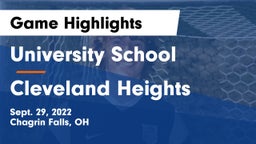 University School vs Cleveland Heights  Game Highlights - Sept. 29, 2022