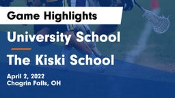 University School vs The Kiski School Game Highlights - April 2, 2022