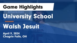 University School vs Walsh Jesuit  Game Highlights - April 9, 2024
