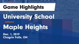 University School vs Maple Heights  Game Highlights - Dec. 1, 2019