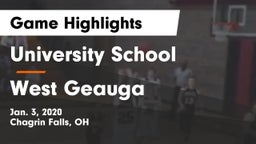 University School vs West Geauga  Game Highlights - Jan. 3, 2020