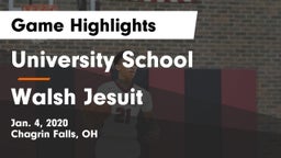 University School vs Walsh Jesuit  Game Highlights - Jan. 4, 2020