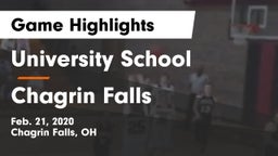 University School vs Chagrin Falls  Game Highlights - Feb. 21, 2020