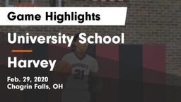 University School vs Harvey  Game Highlights - Feb. 29, 2020