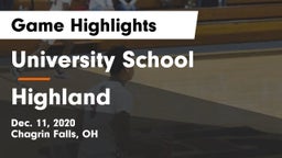 University School vs Highland  Game Highlights - Dec. 11, 2020