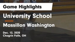 University School vs Massillon Washington  Game Highlights - Dec. 12, 2020