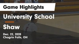 University School vs Shaw  Game Highlights - Dec. 22, 2020