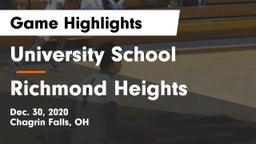 University School vs Richmond Heights Game Highlights - Dec. 30, 2020