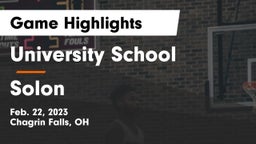 University School vs Solon  Game Highlights - Feb. 22, 2023