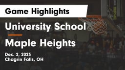 University School vs Maple Heights  Game Highlights - Dec. 2, 2023