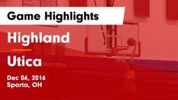 Highland  vs Utica  Game Highlights - Dec 06, 2016