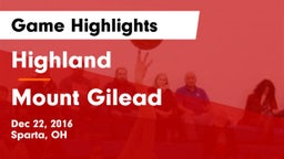 Highland  vs Mount Gilead  Game Highlights - Dec 22, 2016