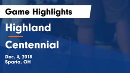 Highland  vs Centennial Game Highlights - Dec. 4, 2018