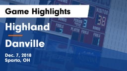 Highland  vs Danville  Game Highlights - Dec. 7, 2018