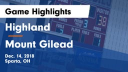 Highland  vs Mount Gilead  Game Highlights - Dec. 14, 2018