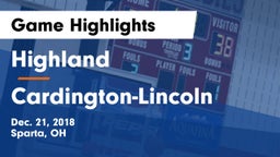 Highland  vs Cardington-Lincoln  Game Highlights - Dec. 21, 2018