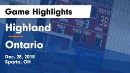 Highland  vs Ontario  Game Highlights - Dec. 28, 2018