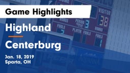 Highland  vs Centerburg  Game Highlights - Jan. 18, 2019
