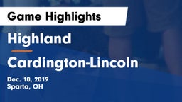 Highland  vs Cardington-Lincoln  Game Highlights - Dec. 10, 2019