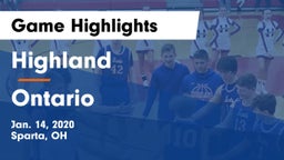 Highland  vs Ontario  Game Highlights - Jan. 14, 2020