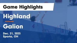 Highland  vs Galion  Game Highlights - Dec. 21, 2023