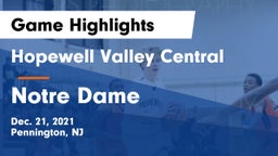 Hopewell Valley Central  vs Notre Dame  Game Highlights - Dec. 21, 2021