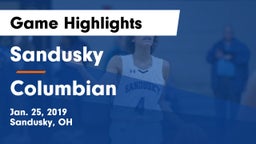 Sandusky  vs Columbian  Game Highlights - Jan. 25, 2019