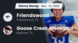 Recap: Friendswood  vs. Goose Creek Memorial  2020