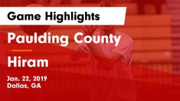 Paulding County  vs Hiram Game Highlights - Jan. 22, 2019