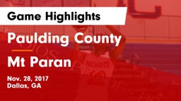 Paulding County  vs Mt Paran Game Highlights - Nov. 28, 2017