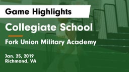 Collegiate School vs Fork Union Military Academy Game Highlights - Jan. 25, 2019