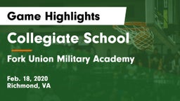 Collegiate School vs Fork Union Military Academy Game Highlights - Feb. 18, 2020