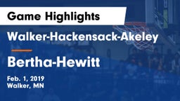 Walker-Hackensack-Akeley  vs Bertha-Hewitt  Game Highlights - Feb. 1, 2019
