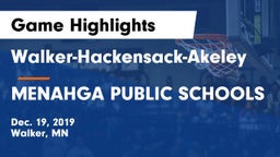 Walker-Hackensack-Akeley  vs MENAHGA PUBLIC SCHOOLS Game Highlights - Dec. 19, 2019