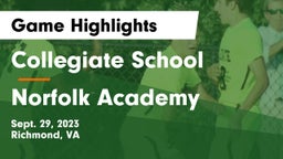 Collegiate School vs Norfolk Academy Game Highlights - Sept. 29, 2023