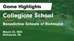 Collegiate School vs Benedictine Schools of Richmond Game Highlights - March 22, 2022