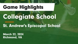 Collegiate School vs St. Andrew's Episcopal School Game Highlights - March 22, 2024