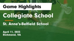Collegiate School vs St. Anne's-Belfield School Game Highlights - April 11, 2023