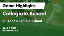 Collegiate School vs St. Anne's-Belfield School Game Highlights - April 9, 2024