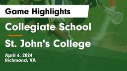 Collegiate School vs St. John's College  Game Highlights - April 6, 2024