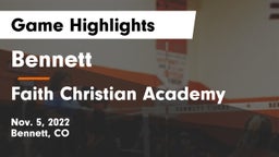 Bennett  vs Faith Christian Academy Game Highlights - Nov. 5, 2022