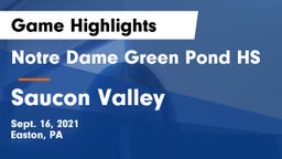 Notre Dame Green Pond HS vs Saucon Valley  Game Highlights - Sept. 16, 2021