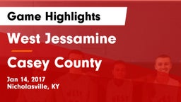 West Jessamine  vs Casey County Game Highlights - Jan 14, 2017