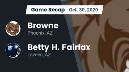 Recap: Browne  vs. Betty H. Fairfax 2020