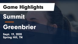 Summit  vs Greenbrier  Game Highlights - Sept. 19, 2020