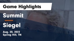 Summit  vs Siegel  Game Highlights - Aug. 20, 2022