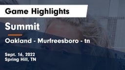 Summit  vs Oakland - Murfreesboro - tn Game Highlights - Sept. 16, 2022