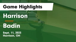 Harrison  vs Badin  Game Highlights - Sept. 11, 2023